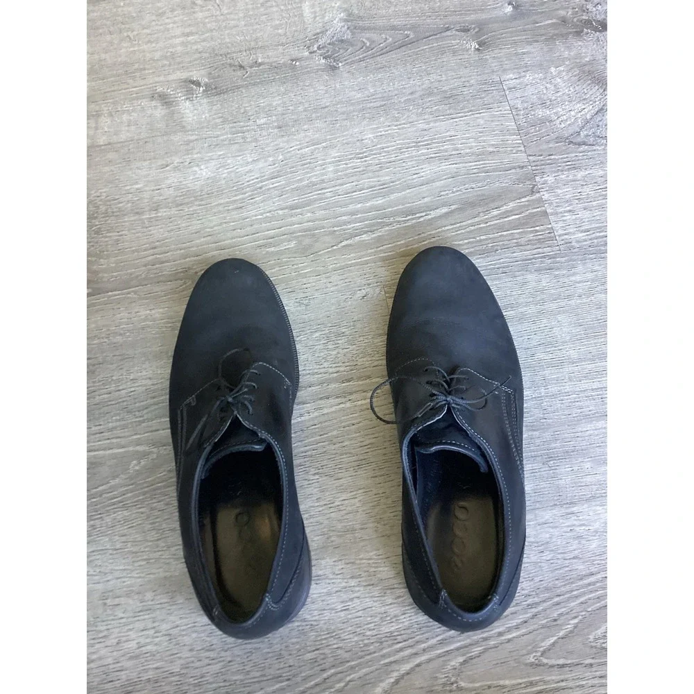 Ecco Men's Size 44 Black Dress Shoes Shock Point Tie Shoes 10 10.5